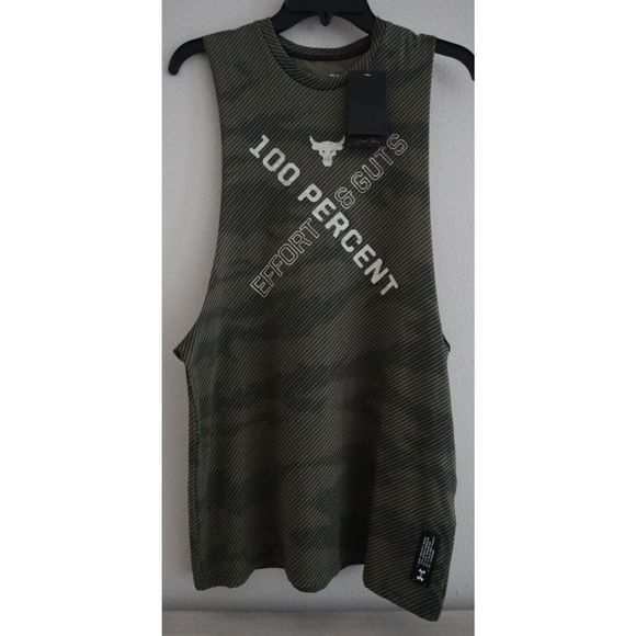 Under Armour x Project Rock 1370488 310 Men's Sz M Green 100 Percent Tank Top - Picture 1 of 8